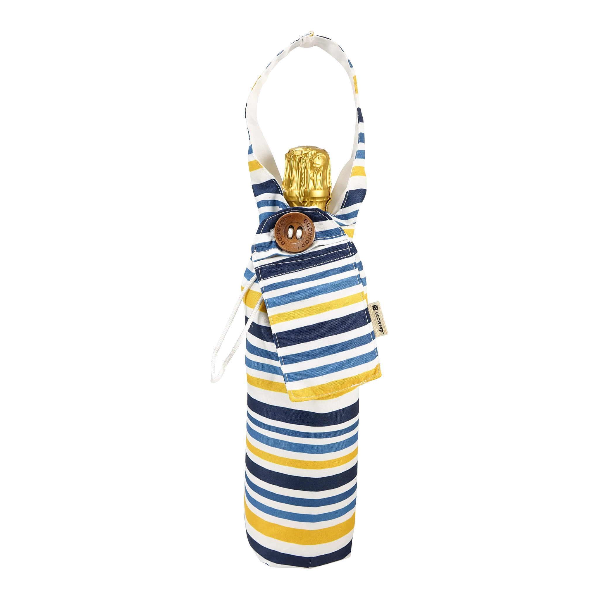 Eco Friendly Reusable Yellow Striped Fabric Bottle Bag By Ecowrap – ECOWRAP