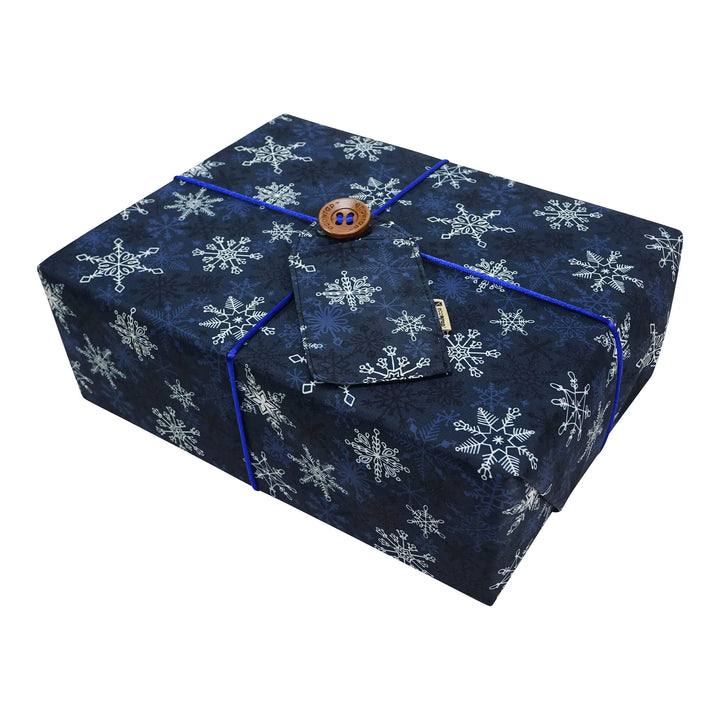 Emballage cadeau en tissu - Flocons de neige bleus