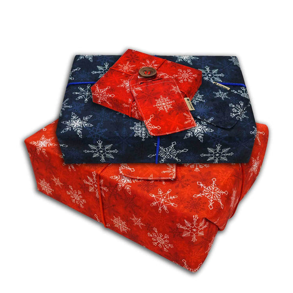 Snowflakes Reusable Gift Wrap Starter Kit