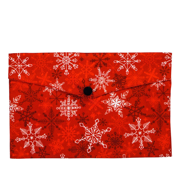 Enveloppe en tissu - Flocons de neige rouges