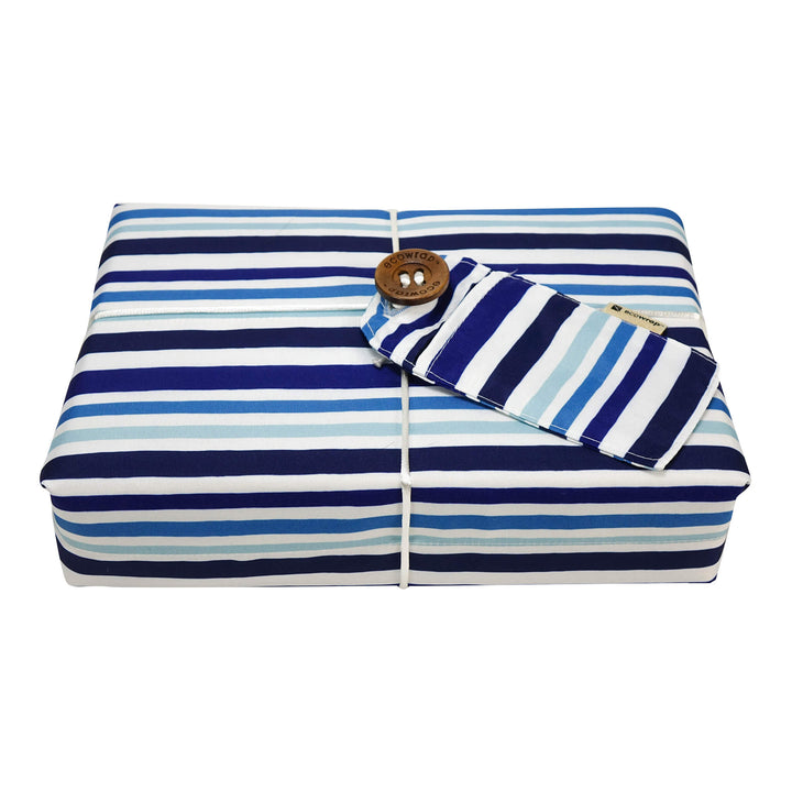 Emballage cadeau en tissu - Ligné bleu