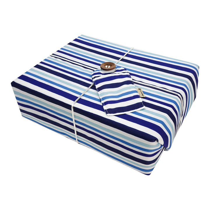 Emballage cadeau en tissu - Ligné bleu