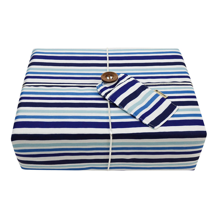 Emballage cadeau en tissu - Ligné bleu