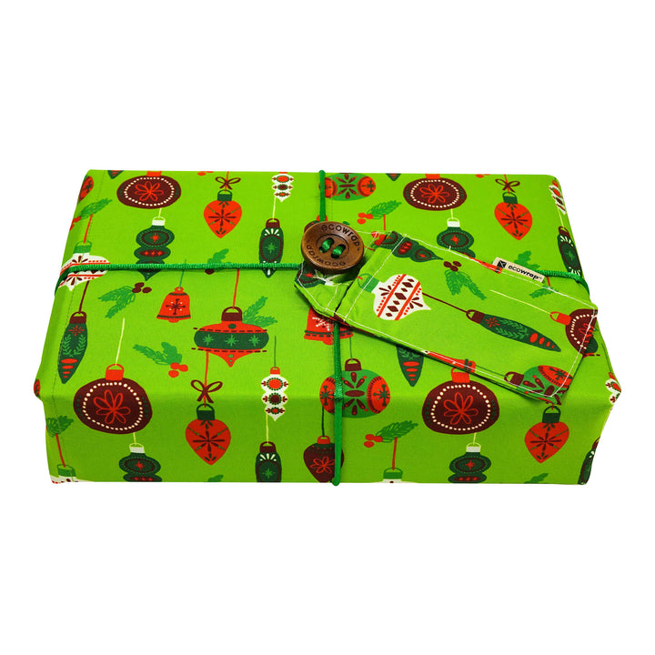 Green Christmas Balls - Fabric Gift Wrap