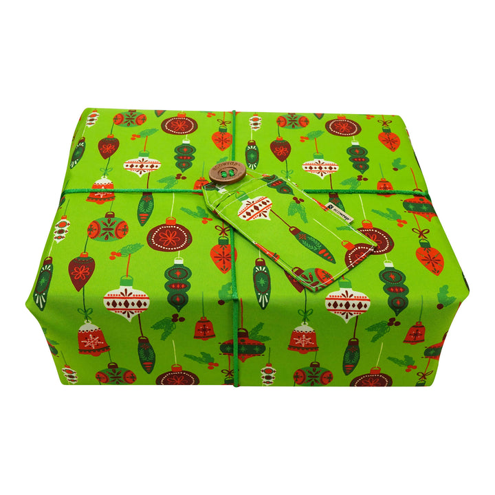 Green Christmas Balls - Fabric Gift Wrap