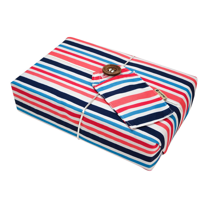 Emballage cadeau en tissu - Ligné rose