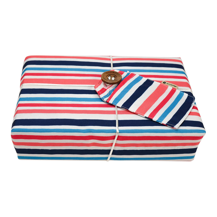 Emballage cadeau en tissu - Ligné rose