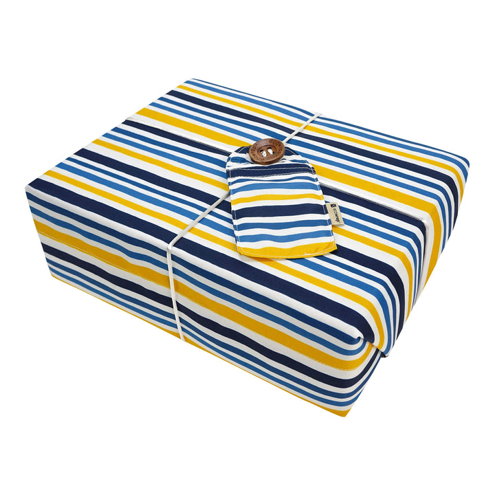 Emballage cadeau en tissu - Ligné jaune