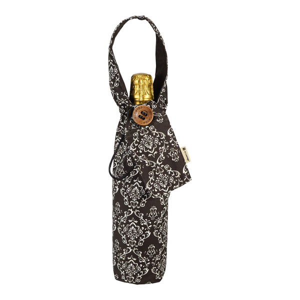 Black Damask - Fabric Bottle Bag