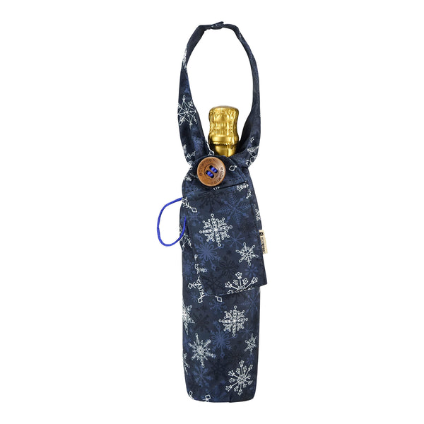 Blue Snowflakes - Fabric Bottle Bag