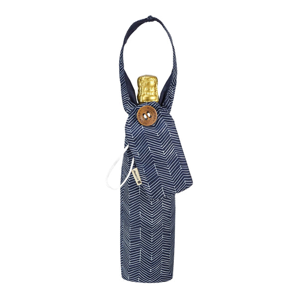 Navy Chevron - Fabric Bottle Bag