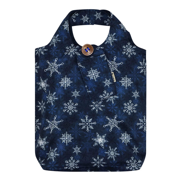 Sac cadeau en tissu - Flocons de neige bleus